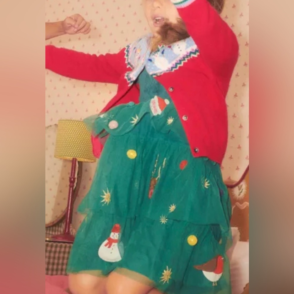 NWT Boden Christmas tree party dress 5-6